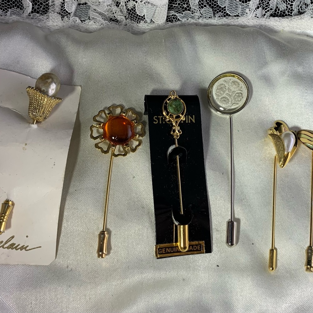 Gold and Silver Vintage Lot of 7 Stick Pins.